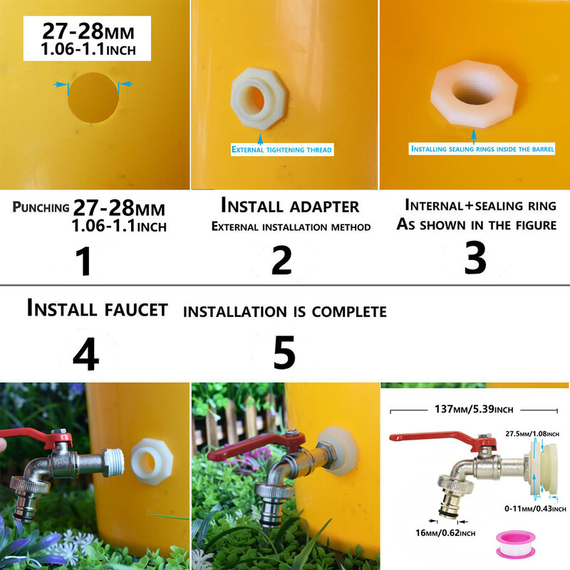 S60 x 16 mm nipelio maišytuvo adapteris lauko lietaus vandens surinkimui Bucketr IBC rezervuaro akvariumo čiaupo pakaitinis drenažo armatūra