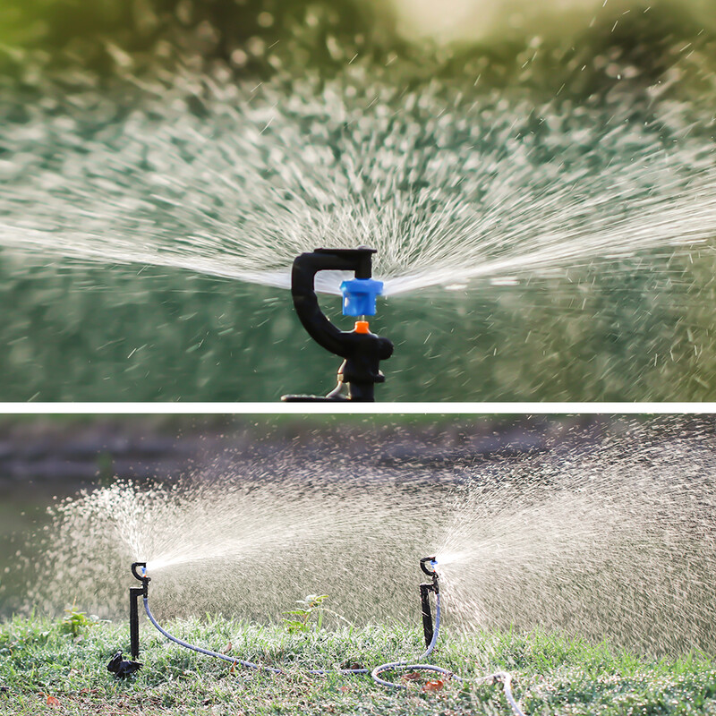 Нов стил 5PCS 1/4" Barb 180° спринклери Водна система Разпръскваща дюза с 21cm микро напояване и спринклерна пръскачка