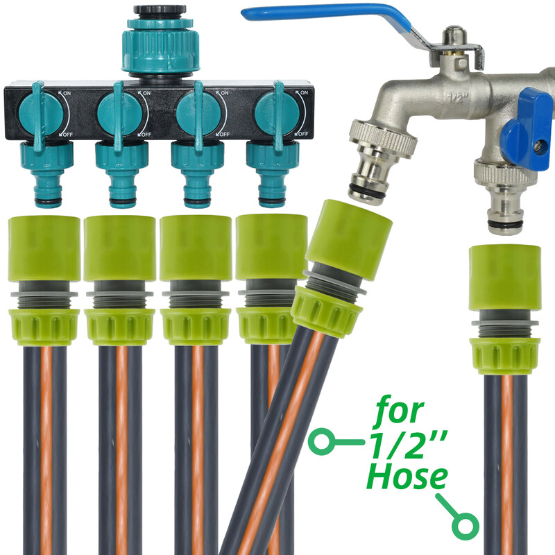 5 tk 1/2-tolline aiaveevoolik 16 mm toru kiirühendus kraani adapteri parandamine kastmise kastmise pikendus kasvuhoone