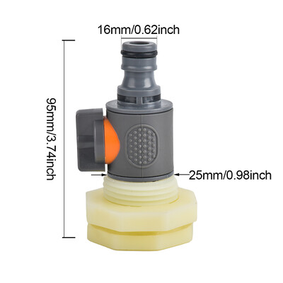 3/4-tolline PVC vihmabarreli vaheseinaklapi adapter koos 16, 20 mm voolikuadapteriga akvaariumide veepaakide basseinide jaoks