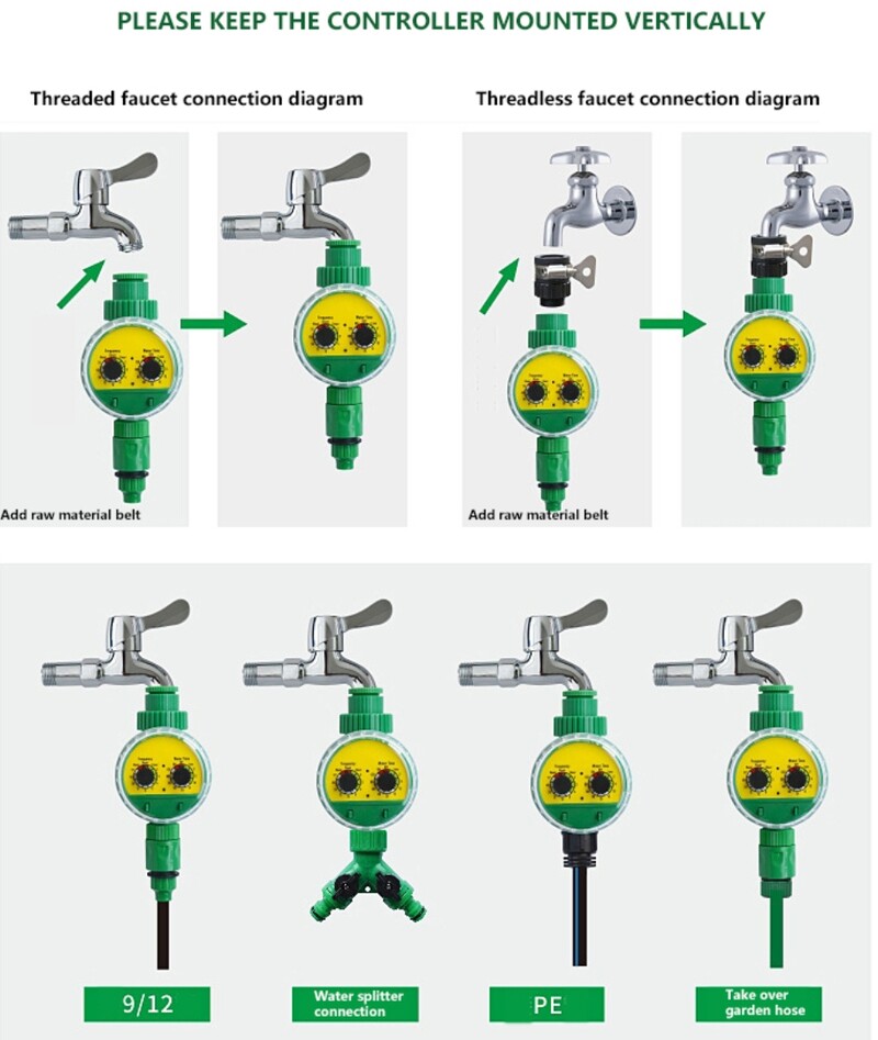 Žalia lauko plastikinė sodo elektroninė automatinė laistymo žarna laistymo laikmačio maišytuvas vandens žarna