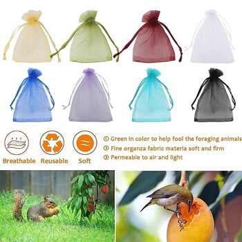 50Pcs Fruit Protection Bag Pest Contro Plants Anti-Bird Mesh Bags Grow Gardening Strawberry Grape Drawstring Bags Мрежеста торбичка