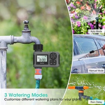 Insoma Automatic Water Timer Έξυπνο σύστημα ποτίσματος άρδευσης Χρονοδιακόπτης καταιονισμού Εξοπλισμός προγραμματιστή κήπου IPX5 Οθόνη LCD