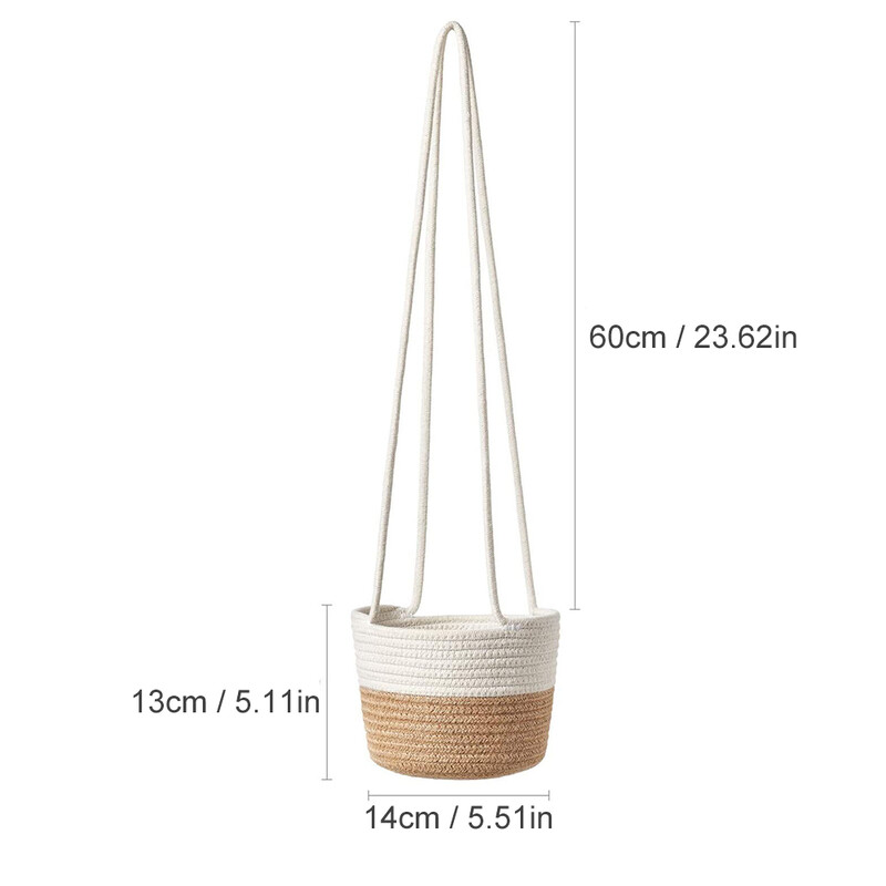 Aiataimede riidepuud Nööriga riputatav istutusmasin Kootud rippuv istutusmasin korv Dekoratiivne lillepotihoidja kodukaunistamiseks