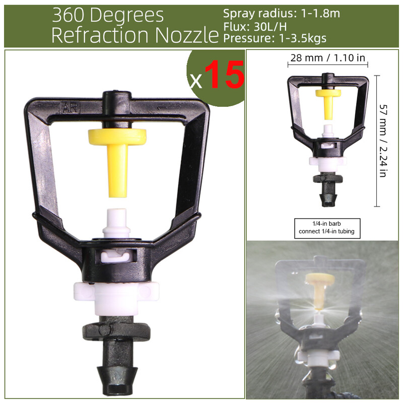 Šiltnamio laistymo purkštuvas Lašelinis laistymas Sodas Reguliuojamas rūko skleidėjas Stake Mikro purškimo besisukantis antgalis