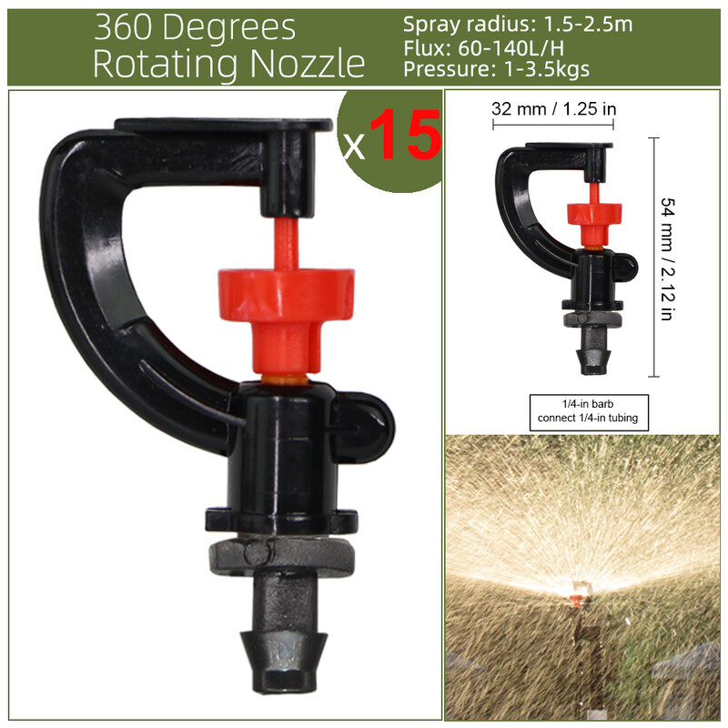 Šiltnamio laistymo purkštuvas Lašelinis laistymas Sodas Reguliuojamas rūko skleidėjas Stake Mikro purškimo besisukantis antgalis