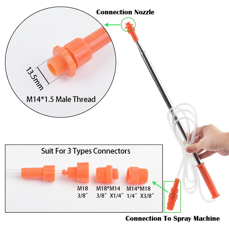 2,4 m aukšto slėgio žemės ūkio įrankis Patvarus teleskopinis purškimo strypas iš nerūdijančio plieno ilgintuvas Vaismedžių priedai Lance veja