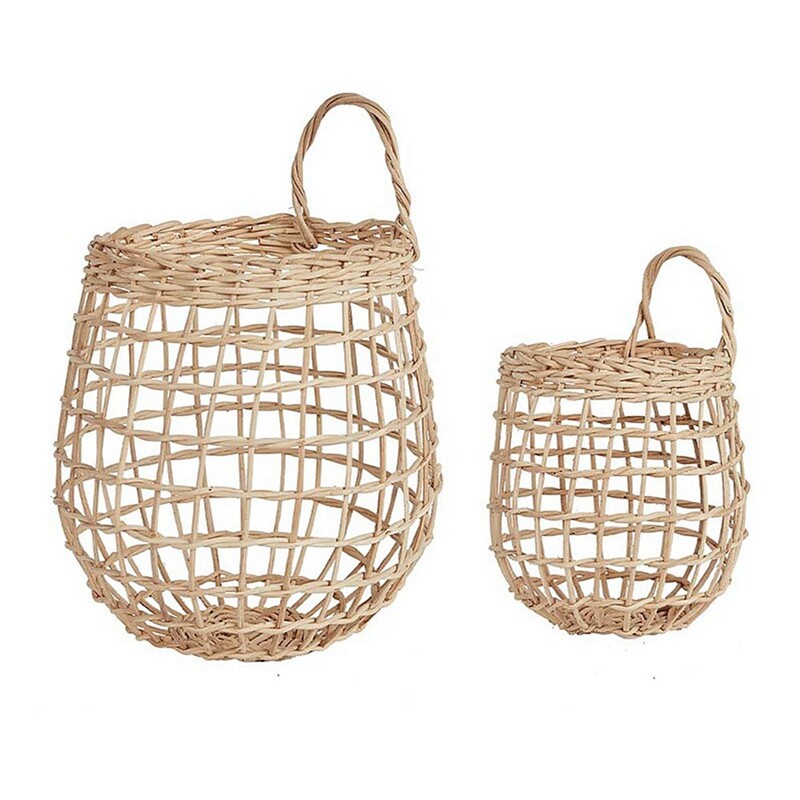 Pakabinamas pintas sieninis krepšelis Mažas austas laikymo pilvo krepšelis gėlėms daržovėms vaisiams Boho montuojamas namų virtuvės organizatorius