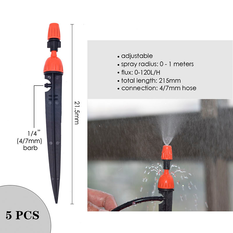 Разнообразен стил Регулируем напоителен спринклер Градински емитери Колов капкообразувател Микро спрей Въртяща се дюза Поливаща стрелка