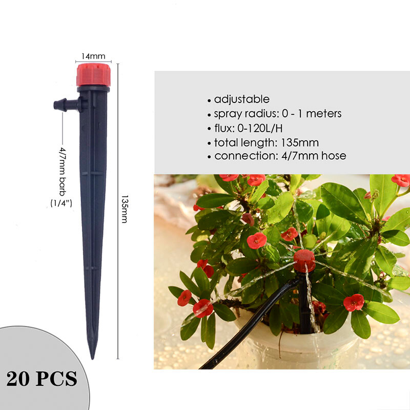 Разнообразен стил Регулируем напоителен спринклер Градински емитери Колов капкообразувател Микро спрей Въртяща се дюза Поливаща стрелка
