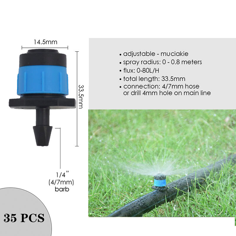 Разнообразен стил Регулируем напоителен спринклер Градински емитери Колов капкообразувател Микро спрей Въртяща се дюза Поливаща стрелка