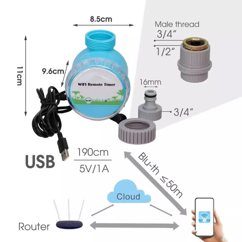 WiFi bežični vrtni mjerač vremena za vodu Pametni telefon Daljinski upravljač Kućni staklenik Vanjsko navodnjavanje Automatski komplet Ugrađeni pristupnik
