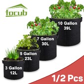 1/2Pcs Plant Grow Bags Heavy Duty Nonwoven Fabric Plant δοχεία με λαβές για λαχανικά κήπου Φύτευση λουλουδιών 3/5/7/10Gallon