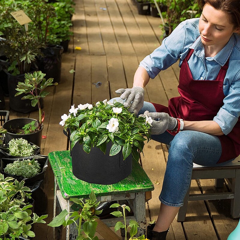 1/2 vnt. Augalų auginimo maišeliai Sunkaus neaustinio audinio vazonai su rankenomis, skirti sodo daržovėms, gėlėms sodinti, 3/5/7/10 galonų