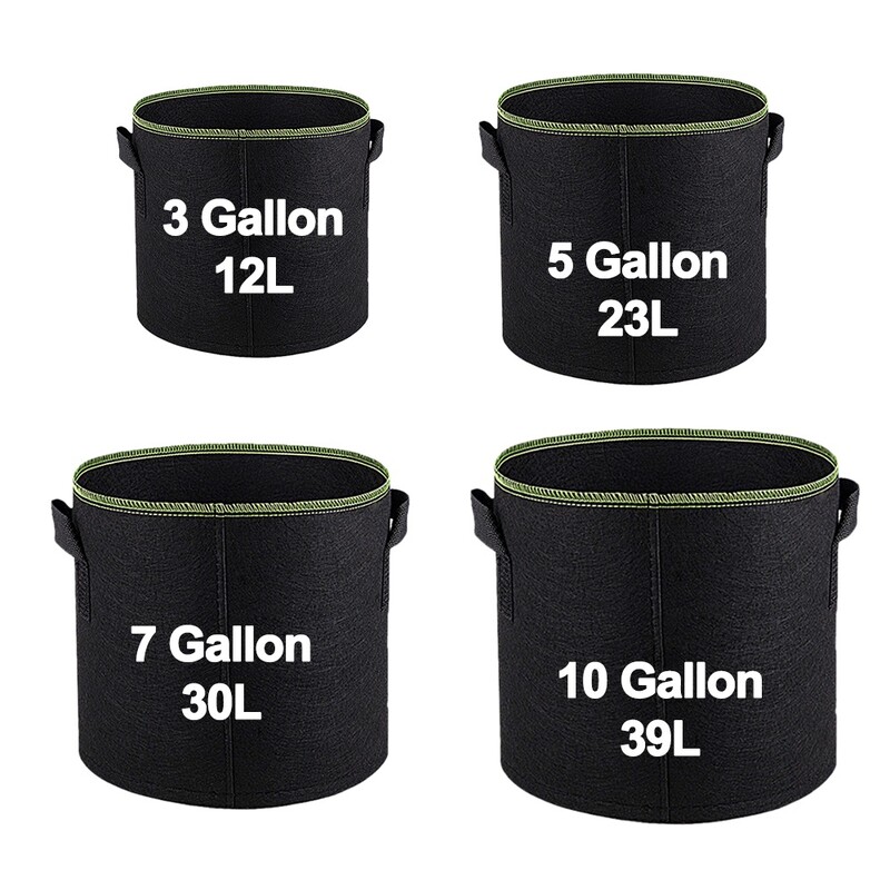 1/2 vnt. Augalų auginimo maišeliai Sunkaus neaustinio audinio vazonai su rankenomis, skirti sodo daržovėms, gėlėms sodinti, 3/5/7/10 galonų