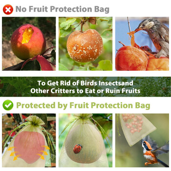 100Pc Fruit Grow Bags Градинска дишаща мрежа Ягода Грозде Защитна мрежеста торба с шнур за контрол на вредителите Анти-птици