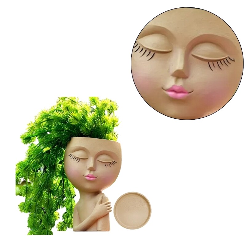 Tüdrukute skulptuuride istutusmasin potitaim kontori väikese taimeaia kaunistuseks