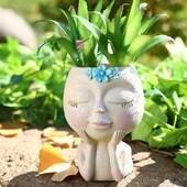 Κορίτσια Face Flower Planter Δημιουργική Διακόσμηση επιφάνειας εργασίας Αυλή Κήπος Διακόσμηση Μπαλκονιού Ρητίνη Χειροτεχνία Ζουμερό φυτό Γλάστρα