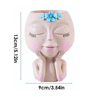 Κορίτσια Face Flower Planter Δημιουργική Διακόσμηση επιφάνειας εργασίας Αυλή Κήπος Διακόσμηση Μπαλκονιού Ρητίνη Χειροτεχνία Ζουμερό φυτό Γλάστρα