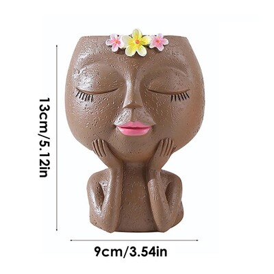 Κορίτσια Face Flower Planter Δημιουργική Διακόσμηση επιφάνειας εργασίας Αυλή Κήπος Διακόσμηση Μπαλκονιού Ρητίνη Χειροτεχνία Ζουμερό φυτό Γλάστρα