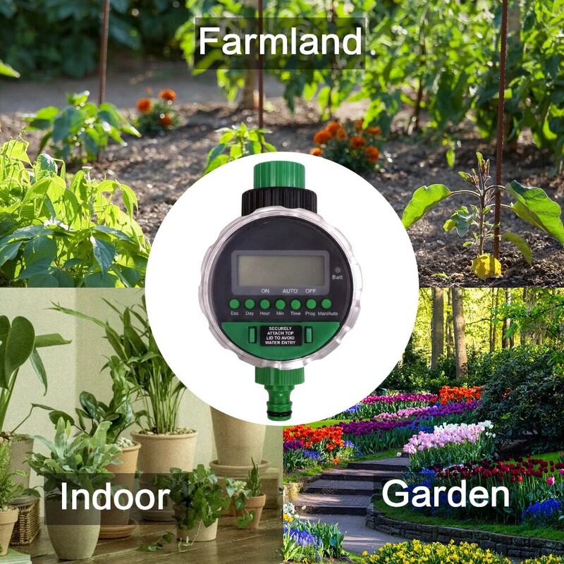 LCD ekranas laistymo laikmatis Elektroninis namų sodo automatinis rutulinis vožtuvas 0 slėgis sodo drėkinimo valdikliui