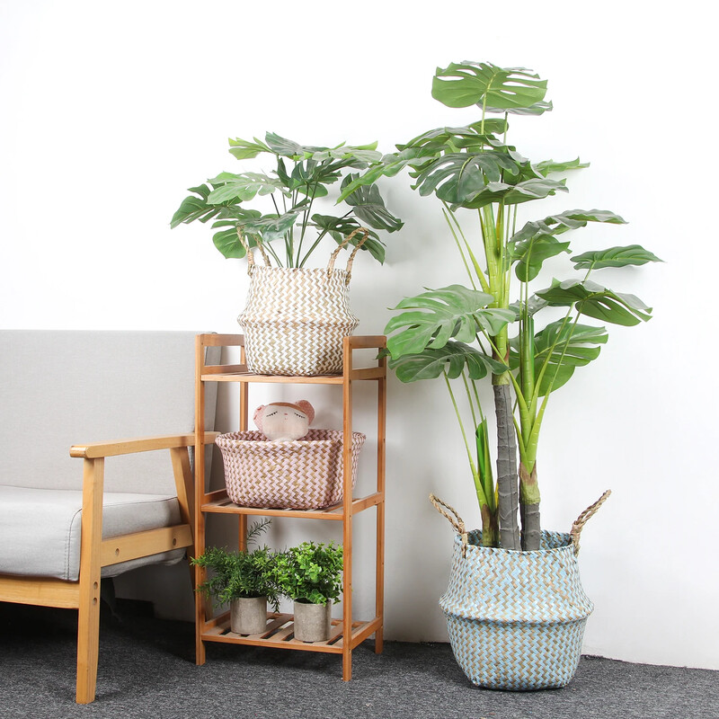 Pinti austi laikymo krepšeliai, nuimti augalams Buitinė minkšta sulankstoma jūros žolės austinė krepšelis namų apdailai Boho Panier Osier