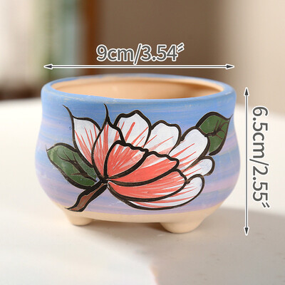 Vintage Color Painted Frosted Ceramic Flower Pot Απλό παχύφυτο σε γλάστρα με Foet Art Στολίδι Σπίτι Δημιουργική Κηπουρική