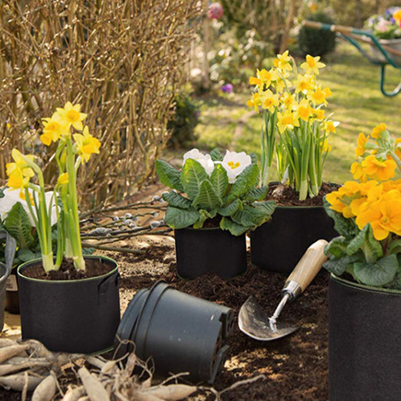 Vildist kangast taimekott käepidemetega, hingav õhutus, lilletaimede kasvupott, 1 gallon, 2 gallon, 3 gallon, 4 gallon