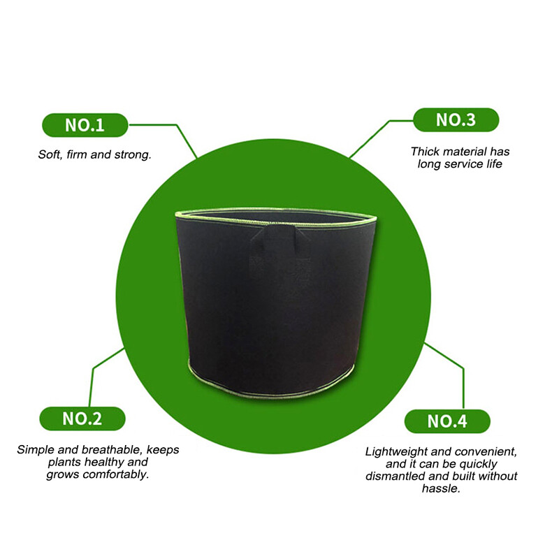 Vildist kangast taimekott käepidemetega, hingav õhutus, lilletaimede kasvupott, 1 gallon, 2 gallon, 3 gallon, 4 gallon