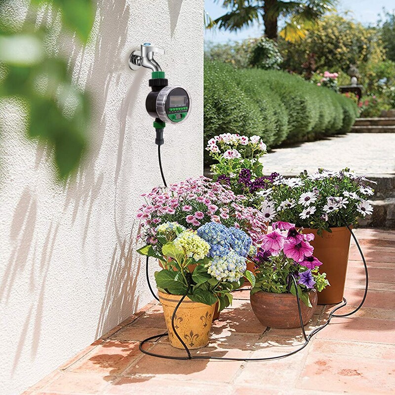 LCD ekranas laistymo laikmatis Elektroninis namų sodo automatinis rutulinis vožtuvas 0 slėgis sodo drėkinimo valdikliui