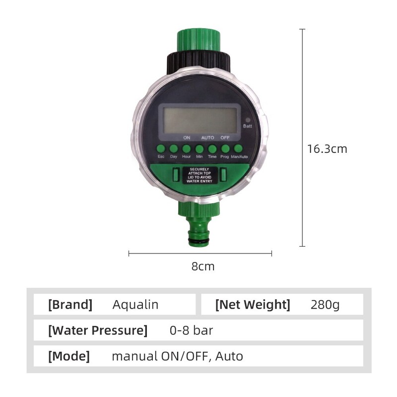 LCD ekranas laistymo laikmatis Elektroninis namų sodo automatinis rutulinis vožtuvas 0 slėgis sodo drėkinimo valdikliui