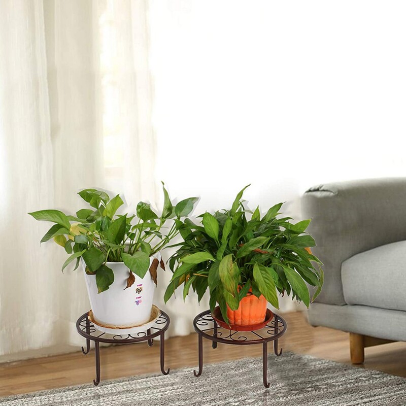 Metallist potialused lillepoti ümmargune roostekindel rauast istutusmasina hoidik Tugeva töövõimega sepistatud rauast lillepotialuse hoidik