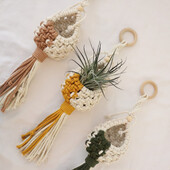 Κρεμάστρα Macrame Air Plant Κρεμαστή θήκη αεροφυτών Αεροπλάνα Επίδειξης Ζαρντινιέρα τοίχου Boho Γλάστρες Υφαντό καλάθι Μπαλκόνι Δώρο