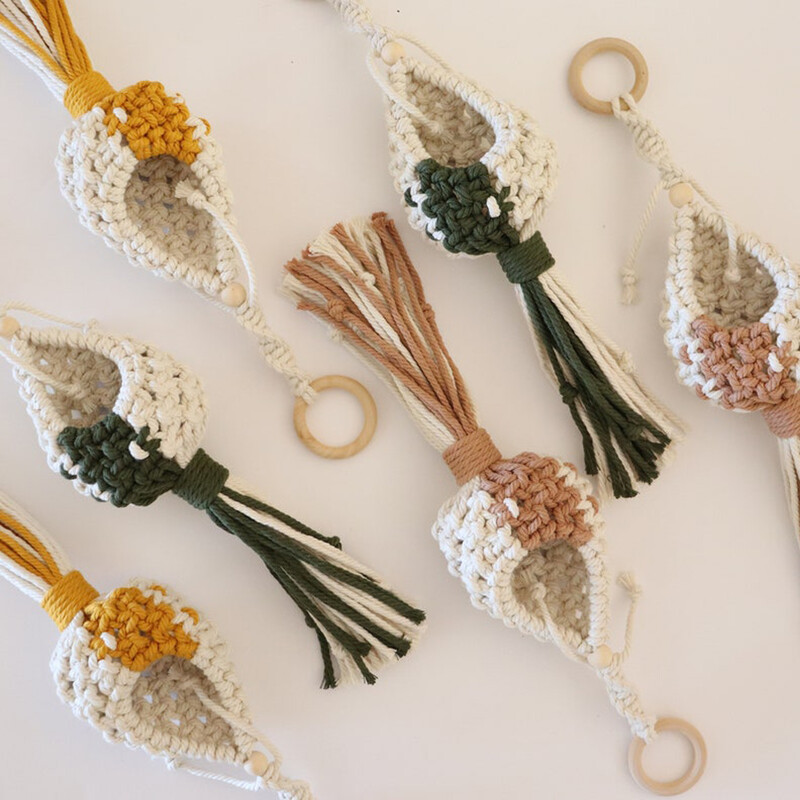 Makrame õhutaime riidepuu Rippõhk õhutaimehoidja Õhutaimede vitriin Seinaplank Boho lillepotid kootud korv rõdu kingitus