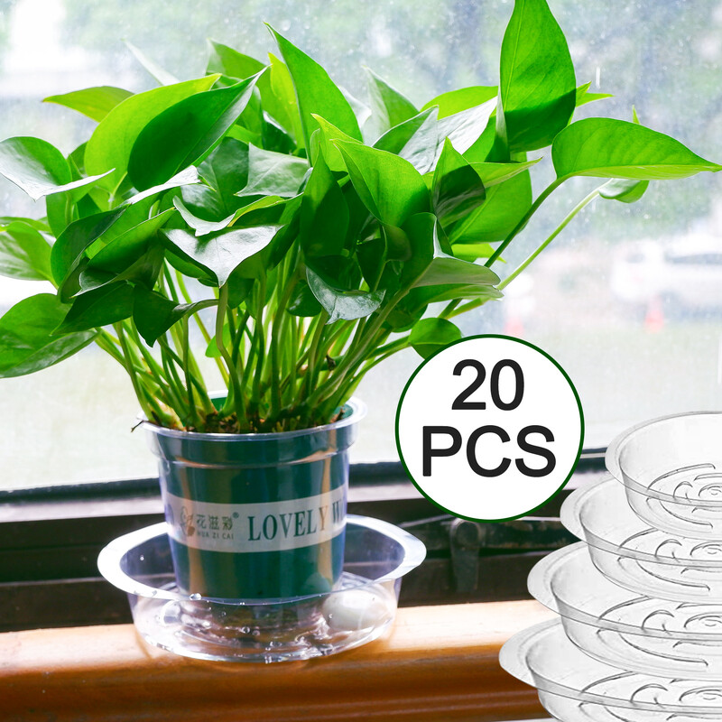 20 pakuotės augalų lėkštės po 6, 8, 10, 12 colių, augalų nusausinimo padėklai, patvarūs gėlių vazonų lašelių padėklai, skirti viduje, lauke