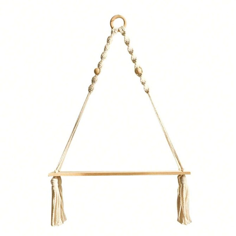 Macrame pakabinama lentyna Boho sienos dekoras Miegamasis 1 PC Kaimiškos medienos plaukiojančios lentynos kambariui vaikų darželis Vonios kambarys Svetainė koledžas