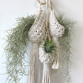Handamde Macarme Air Planter Haing Basket Pot Ανανάς Αναρρίχηση Vine Flower Flower Planter Δίχτυ κρεμάστρα Ταπετσαρία τοίχου Boho διακόσμηση