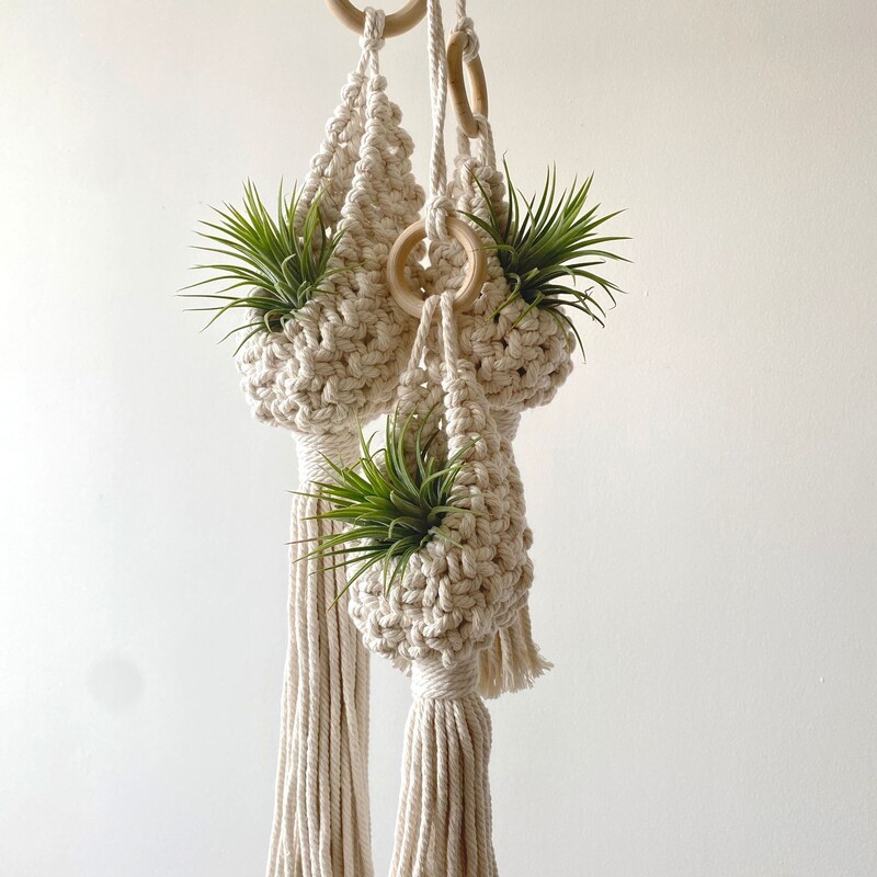 Handamde Macarme Oro sodintuvas Haing Basket Vazonas Ananasas Laipioja vynmedžių gėlės Gėlių sodintuvas tinklelio kabykla Sienų gobelenas Boho Decor