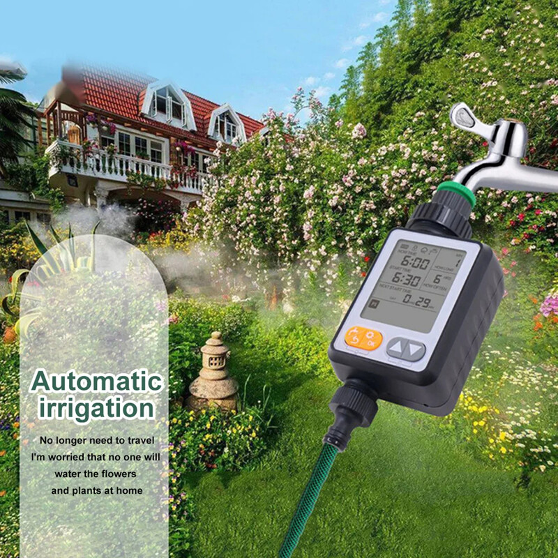 Sodo laistymo laikmatis Neperšlampamas kelių programų automatinis baterijomis veikiantis laistymo valdiklis lietaus jutiklis didelis ekranas