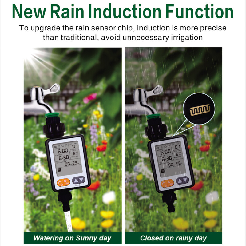 Sodo laistymo laikmatis Neperšlampamas kelių programų automatinis baterijomis veikiantis laistymo valdiklis lietaus jutiklis didelis ekranas