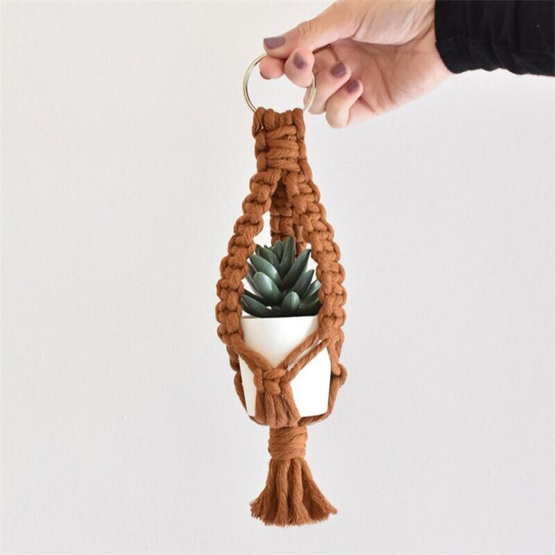Различни цветове Макраме Въздушен държач за растения Мини памучен ръчно тъкан Висящ плантер за домашен декор Спалня Декорация за хол