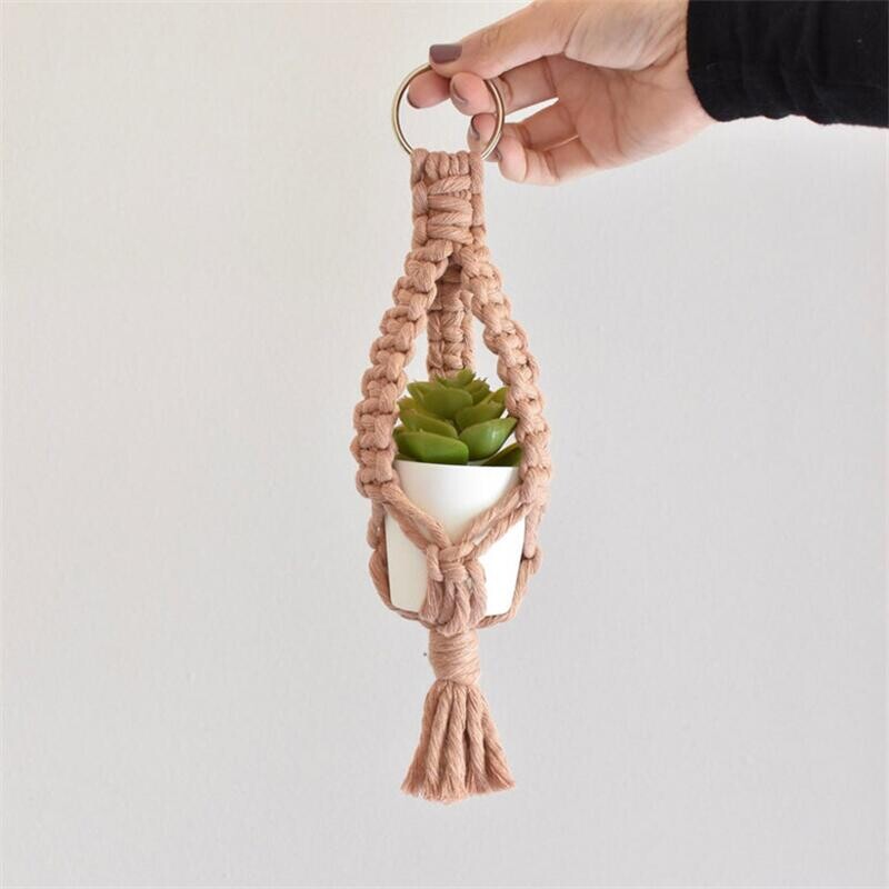 Различни цветове Макраме Въздушен държач за растения Мини памучен ръчно тъкан Висящ плантер за домашен декор Спалня Декорация за хол