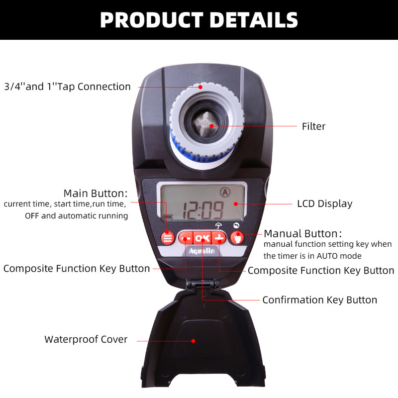 Skaitmeninis LCD ekranas sodo vandens laikmačio laistymo valdiklio sistema su lietaus jutiklio anga ir lietaus delsos ES standartas