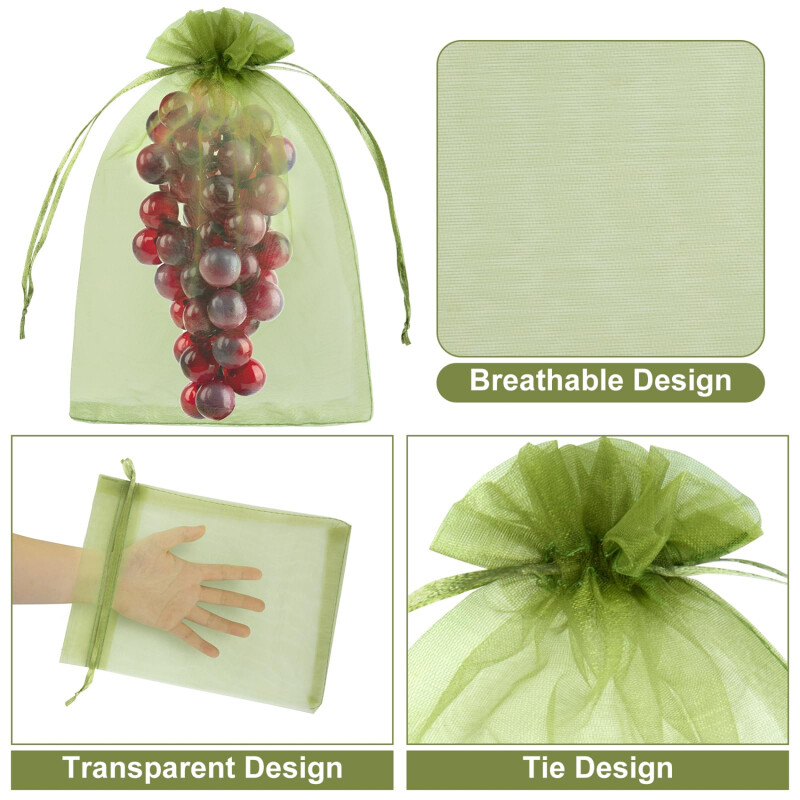 Vaisių apsaugos maišeliai Organza kenkėjų kontrolė Apsauga nuo paukščių sodo tinkleliai Vynuogės tinklinis maišelis Plante daržovių auginimo maišeliai 50 vnt.