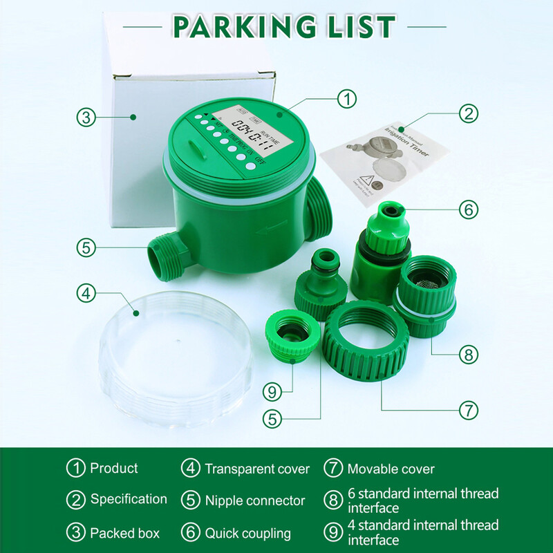 16 programų Laikmačio nustatymas Drėkinimo valdiklis LCD ekranas Automatinis gėlių augalų laistymo įrenginys Sodo solenoidinis valdiklis