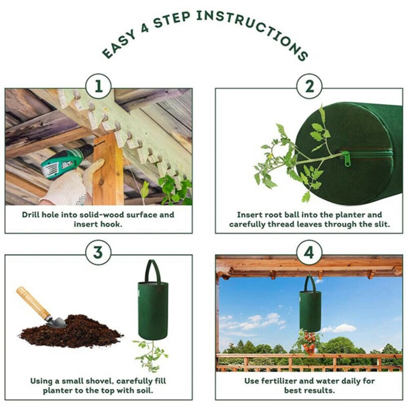 Daugiafunkcis veltinio kabantis pomidorų auginimo maišelis aukštyn kojom Braškių daržovių gėlių augalų auginimo maišeliai sodo augalų vazonas