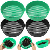 4 τμχ Soil Sifter επαναχρησιμοποιούμενο Rock Sifter Pan Plastic Garden Mesh Sieve Στρογγυλό διχτυωτό ταψί κοσκίνισμα φορητό Κοσκινιστικό εδάφους κήπου