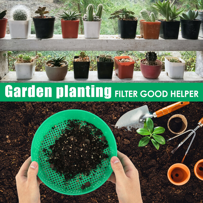 4 vnt. Dirvožemio sijotuvas Daugkartinis uolienų sijotuvas, plastikinis sodo tinklelio sietelis, apvalus tinklelis, nešiojamas sodo dirvožemio sijotuvas