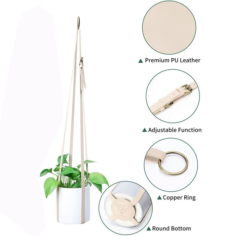 PU odiniai kabantys krepšeliai kambariniams augalams pakabų laikiklis Elegantiškas kaktusų sultingiems augalams gėlių vazonų balkonų namų dekoras