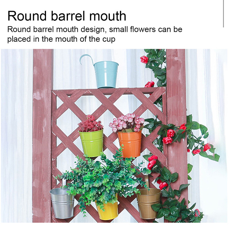 Sieniniai gėlių vazonai Išskirtinis rankų darbo vėdinimas Patvarus biuro metalinis vidaus ir lauko pakabinamas gėlių vazonas, rožinis